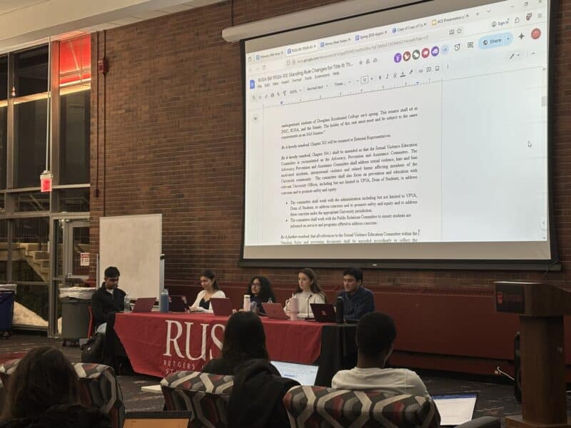 The Rutgers student assembly hears proposed changes to the RUSA constitution