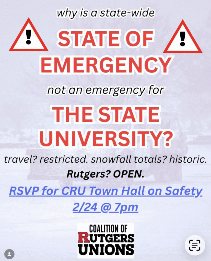 Town Hall flyer posted on Rutgers AAUP Instagram