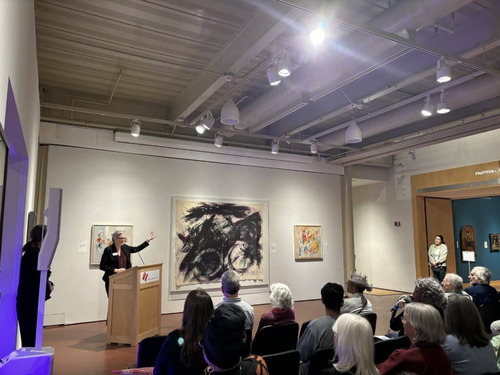 Dr. Meghan Rehbein speaking at the Zimmerli